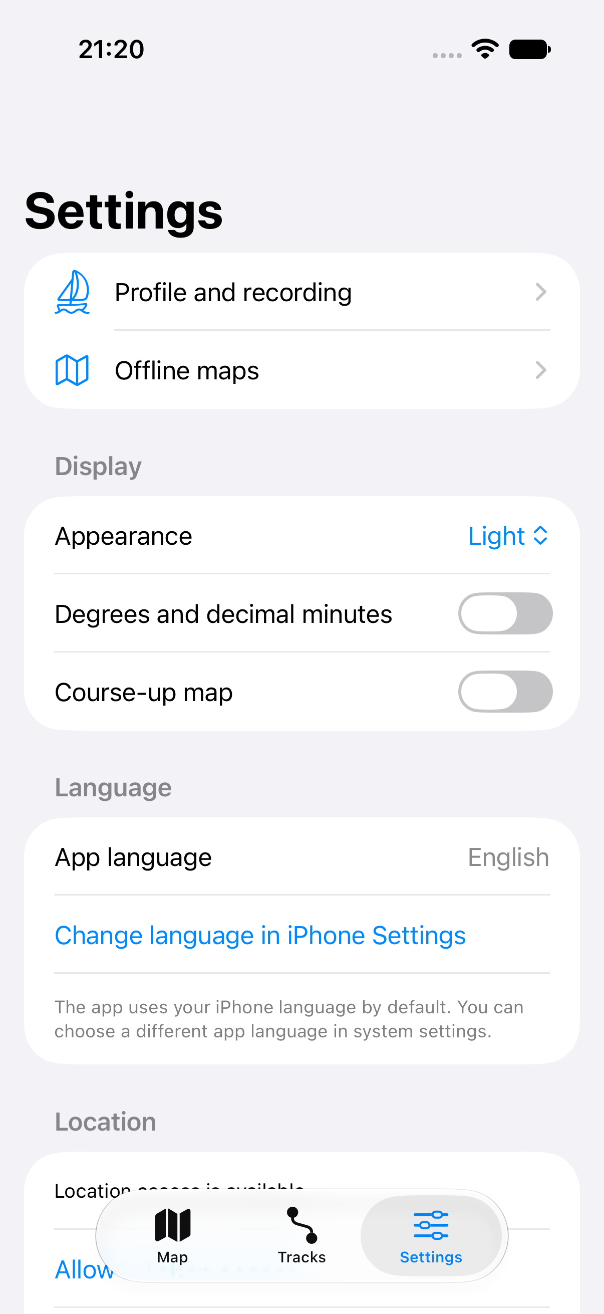Settings in your language