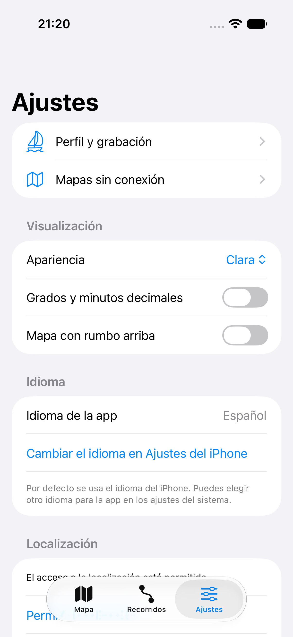 Ajustes en tu idioma