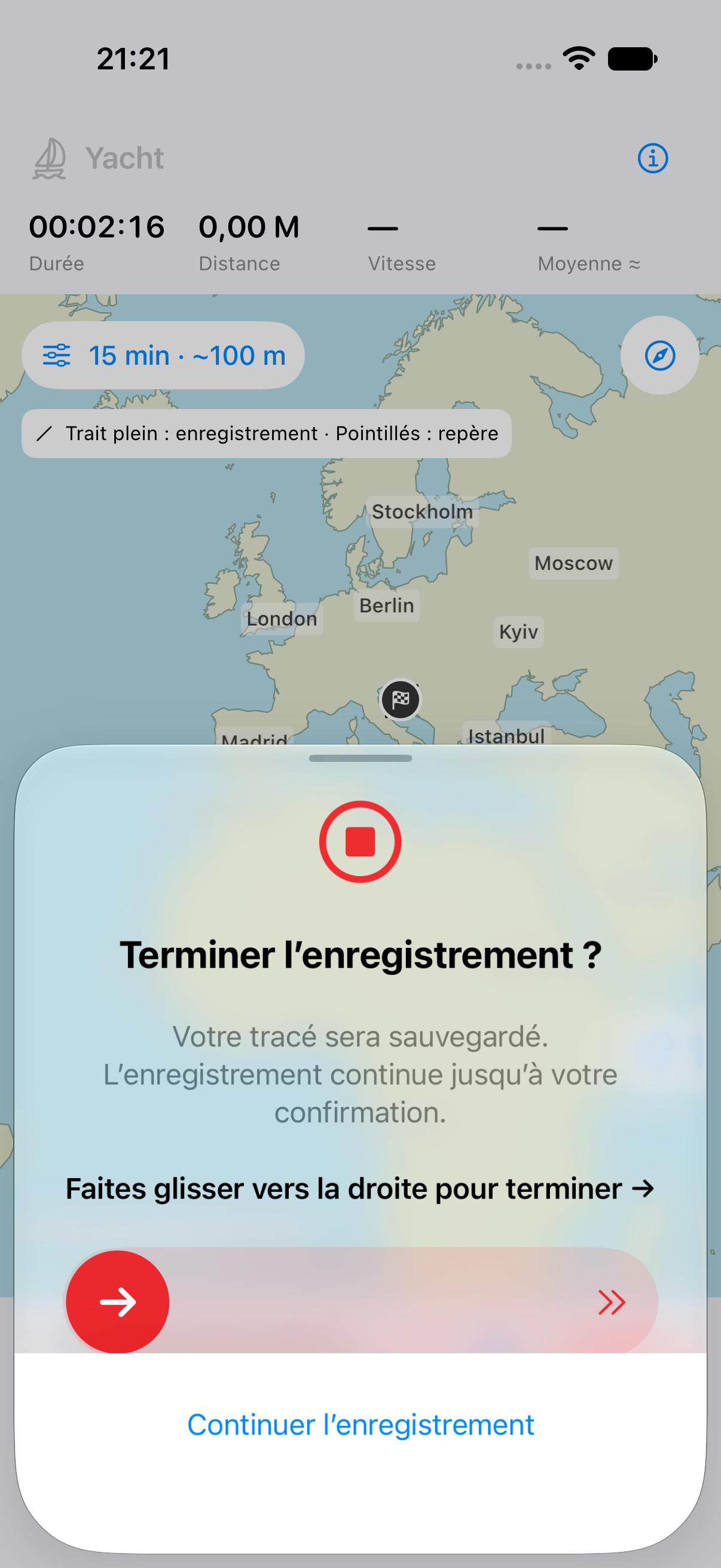 Confirmez la fin du parcours