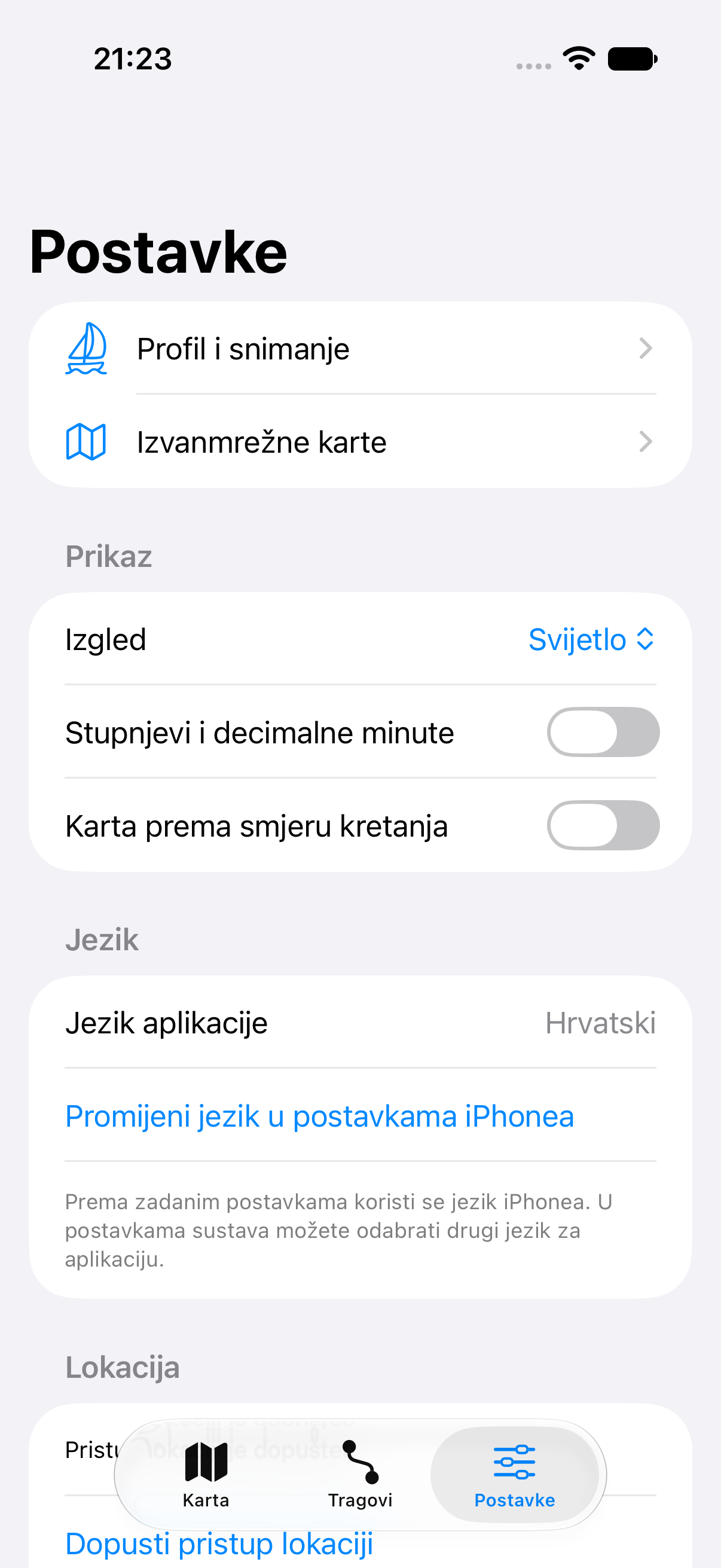 Postavke na vašem jeziku
