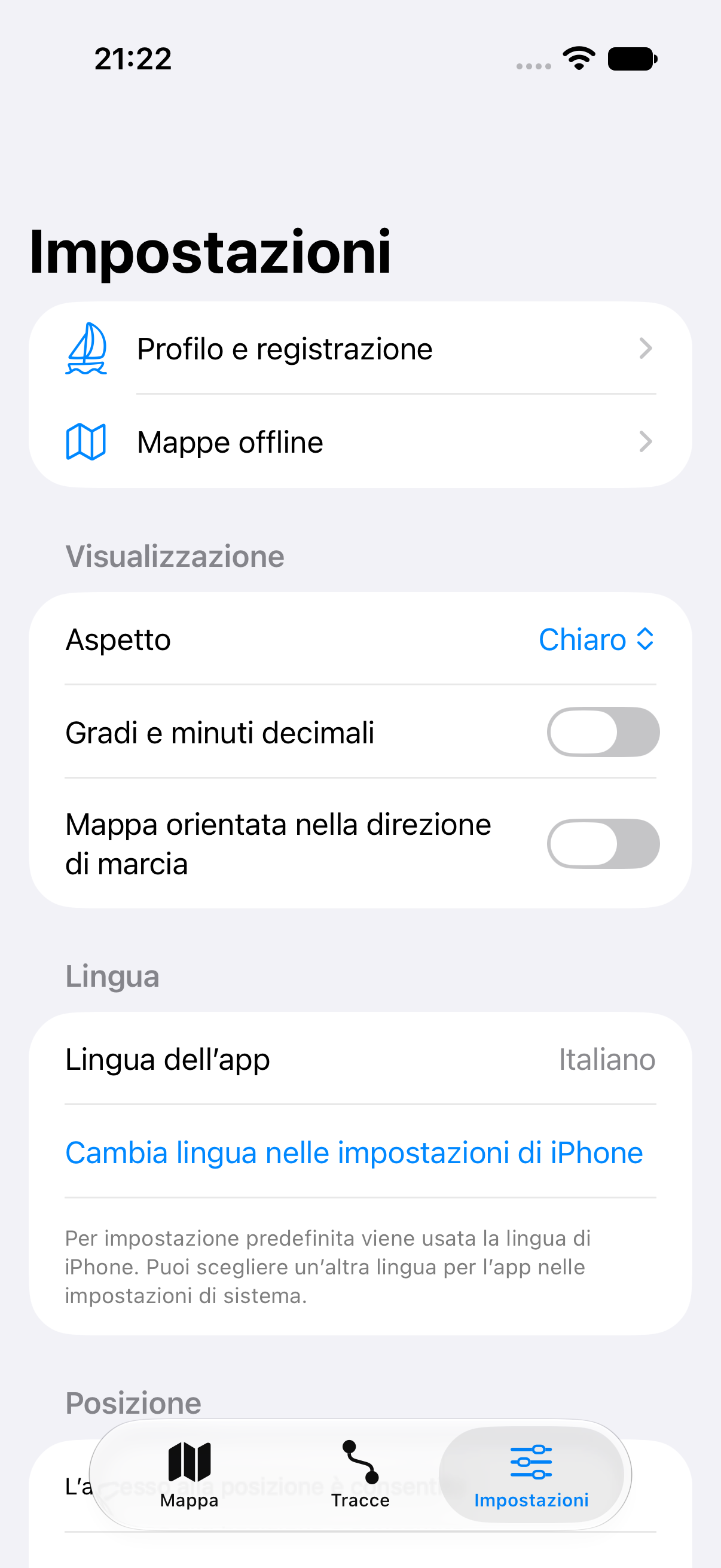 Impostazioni nella tua lingua